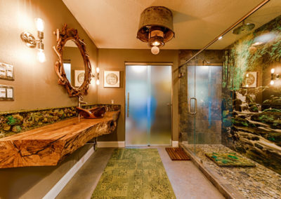 Earthy North Woods Feel Master Bathroom